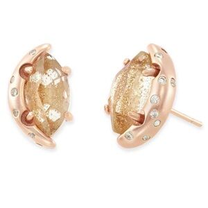 NWT Kendra Scott Marie Gold Dusted Glass Stud Crescent Earrings in Rose Gold
